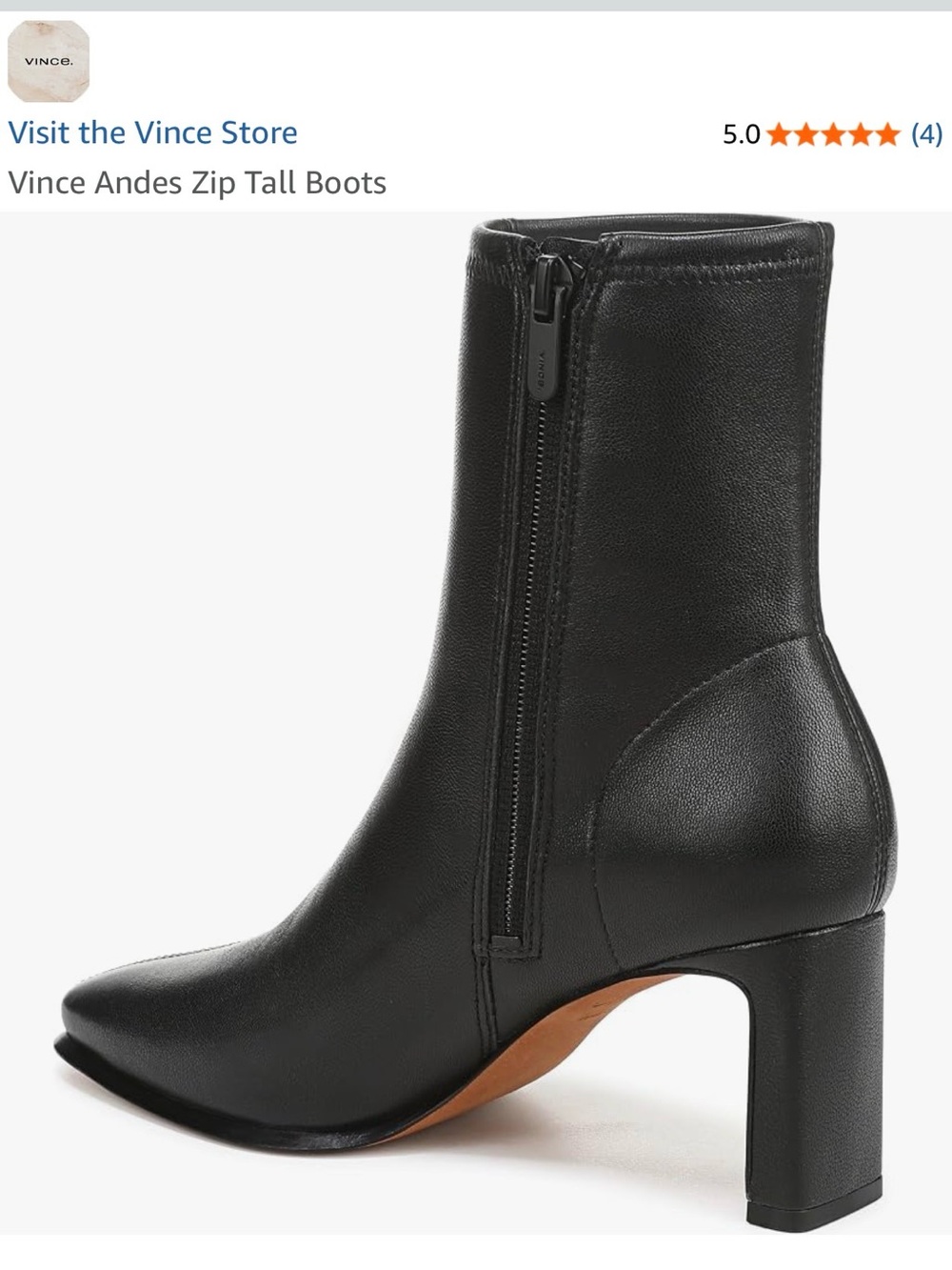 Vince Brock Black Pointed Toe Leather Ankle Boots - Picture 4 of 13